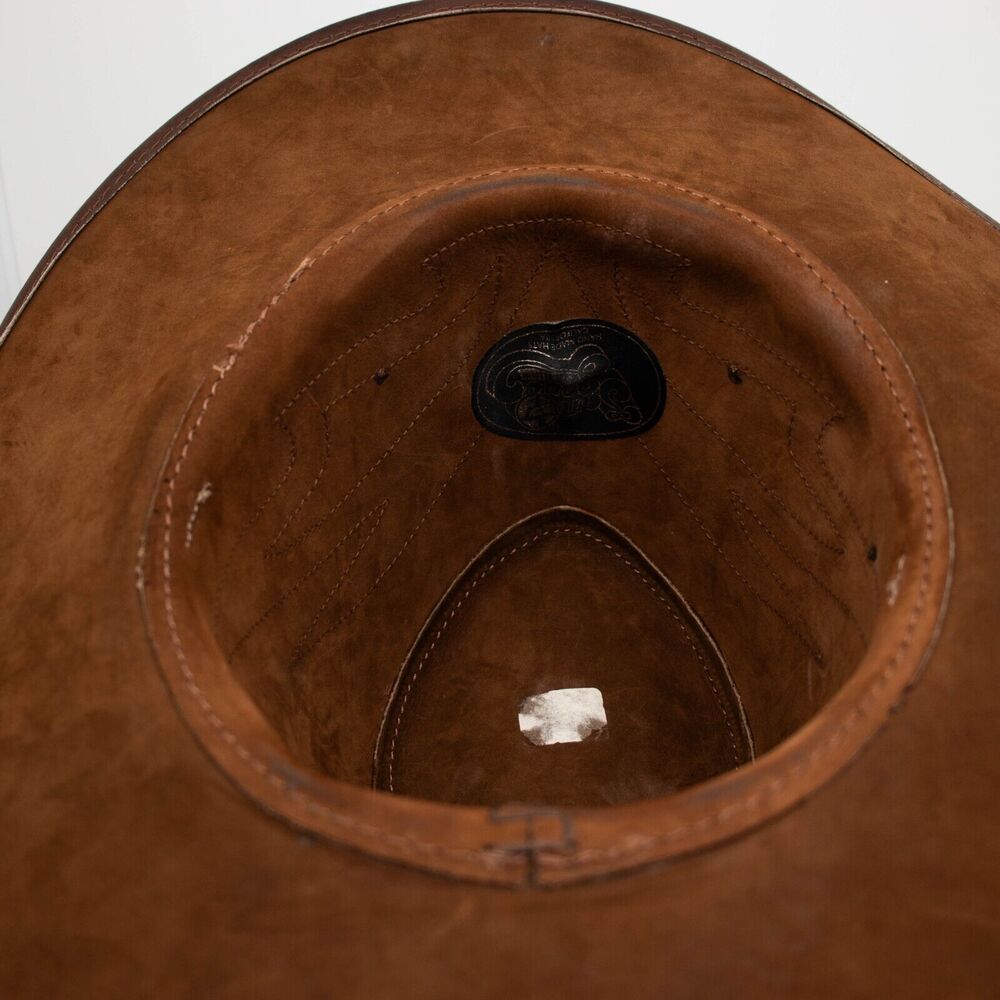 Vintage San Zeno Cowboy Western Festival Hat Brown Suede Leather SIZE M - Picture 4 of 5